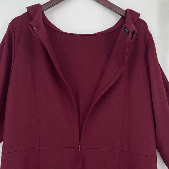 Talbots Audrey Mock Neck Ponte Jersey A-Line Dress 3/4 Sleeve Wine Sz 18WP - Picture 10 of 12
